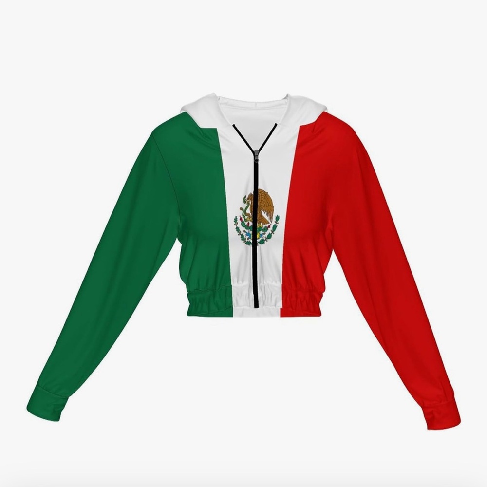 Mexican Flag Cropped Hoodie